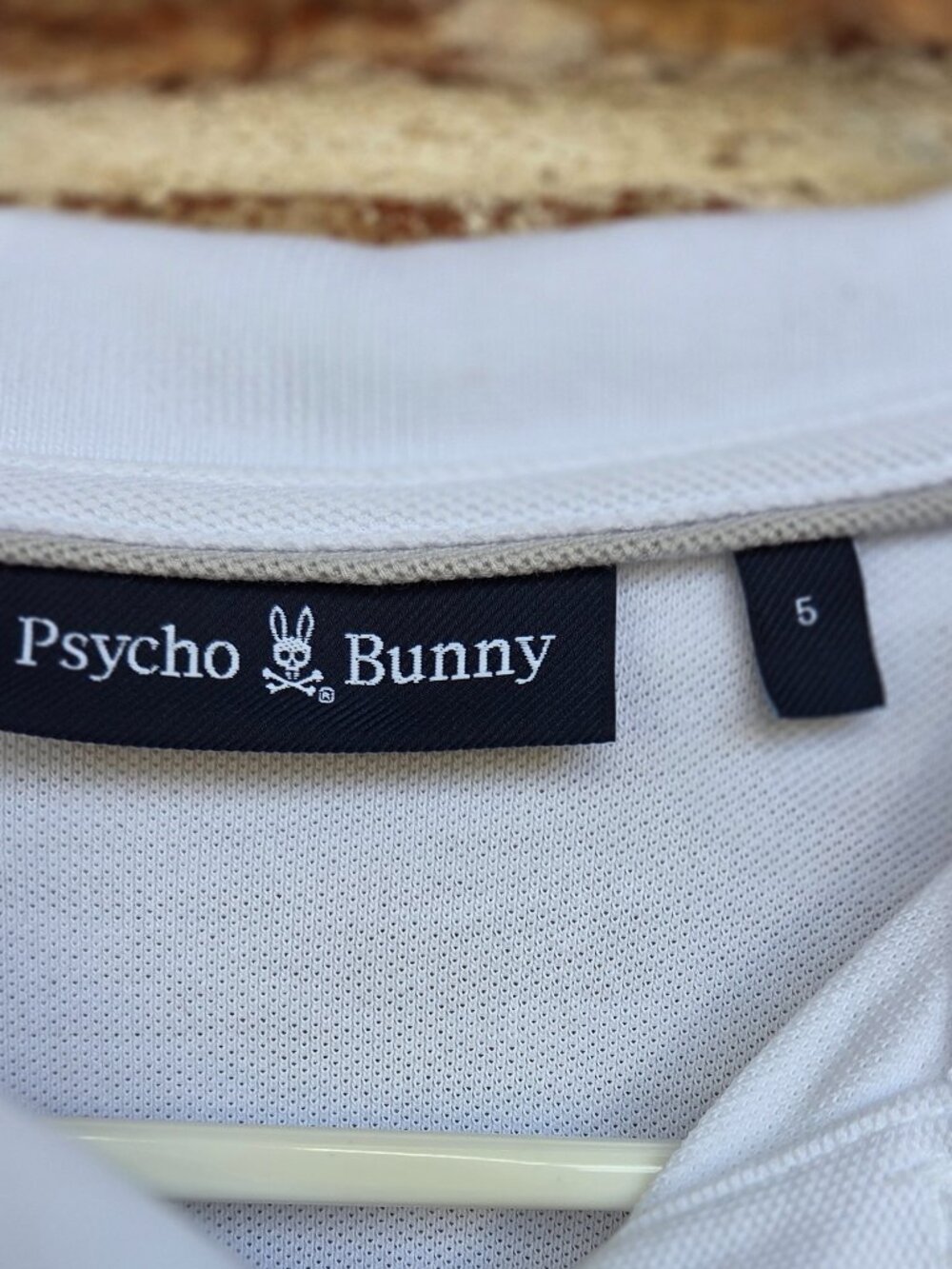 Psycho Bunny Polo Shirt Men( 5) White 1/2 Sleeve 100% Pima Cotton Gold Bunny